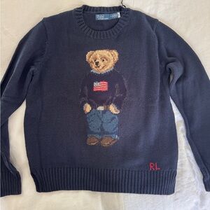 Ralph Lauren Navy Bear Flag Sweater